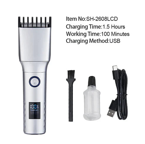 LCD Display Professional Rechargeable Hair Clippers for Men.
