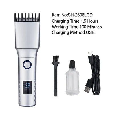 LCD Display Professional Rechargeable Hair Clippers for Men.