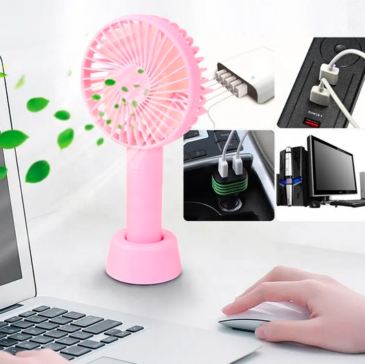 Portable electric rechargeable handy cooling fan with rechargeable cell