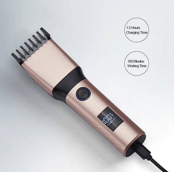 LCD Display Professional Rechargeable Hair Clippers for Men.